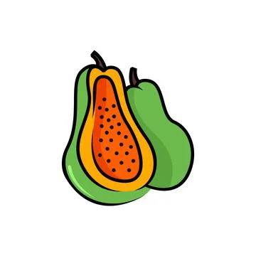 Modern Papaya Fruit Logo Flat Minimal Tropical Food Branding Illustrazione stock