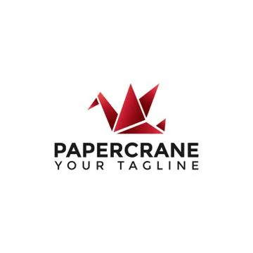 Modern Paper crane Logo Design Template Stock Illustration