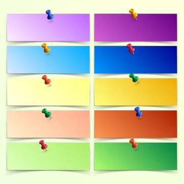 Modern paper sticker infographics elements with pins. Can be used for workflow Stock Illustration
