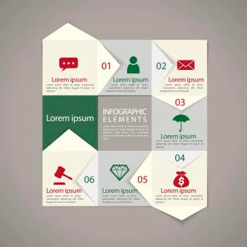 Modern paper texture flowchart infographic elements Stock Illustration