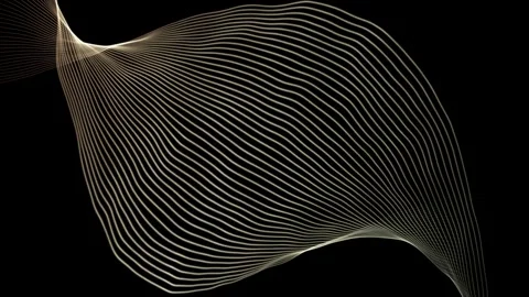 Modern parallel lines abstract shape with wavy pattern on black background Stock Footage 295941814