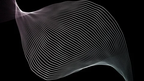 Modern parallel lines abstract shape with wavy pattern on black background Stock-Footage 295941819