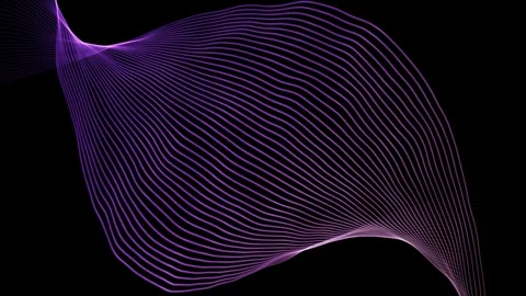 Modern parallel lines abstract shape with wavy pattern on black background Stock Footage 295941827