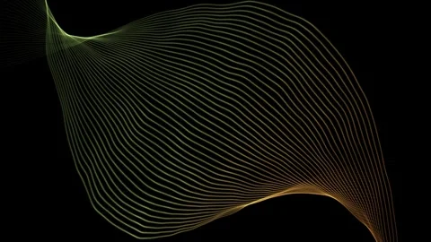 Modern parallel lines abstract shape with wavy pattern on black background Stock Footage 295941888