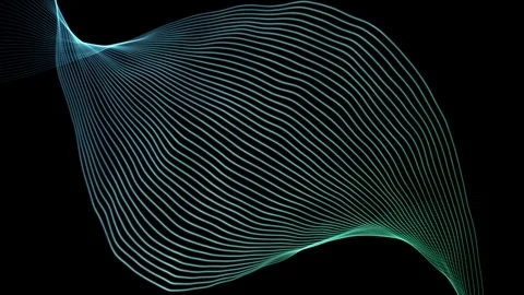 Modern parallel lines abstract shape with wavy pattern on black background Stock Footage 295941889