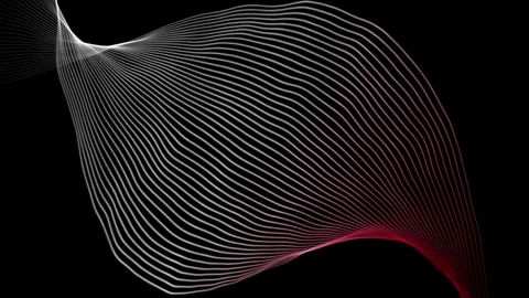 Modern parallel lines abstract shape with wavy pattern on black background Stock Footage 295941911