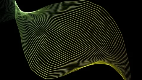 Modern parallel lines abstract shape with wavy pattern on black background Stock Footage 295941960