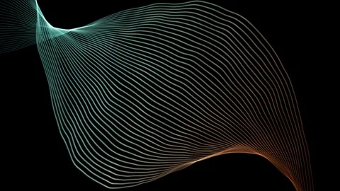 Modern parallel lines abstract shape with wavy pattern on black background Stock Footage 295941964