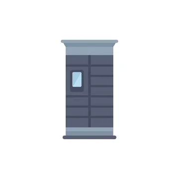 Modern parcel locker with electronic lock showing receiving box for secure Stock Illustration