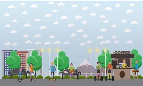 Modern park concept vector illustration in flat style Ilustración de archivo