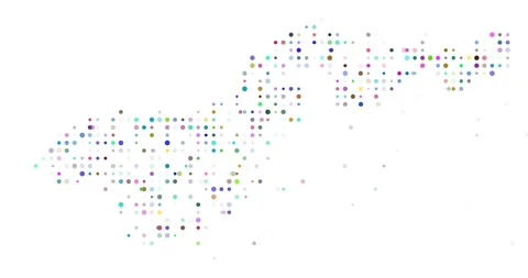 Modern Particle Cascade Creating Detailed Map of American Samoa Territory 動画素材 320743205