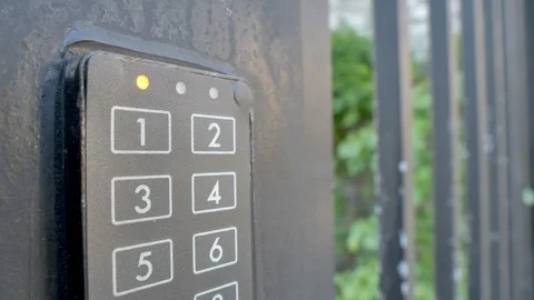 The modern passcode gate of the building Video stock 114085773