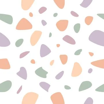 Modern pastel terrazzo seamless pattern texture with abstract stone shapes .. 库存插图