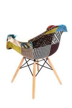 Modern patchwork armchair isolated on white background Stock Photos