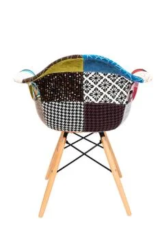 Modern patchwork armchair isolated on white background Stock Photos