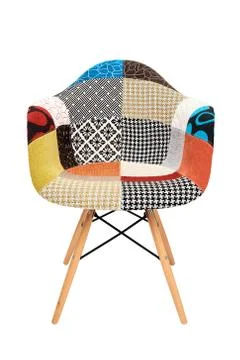 Modern patchwork armchair isolated on white background Stock Photos