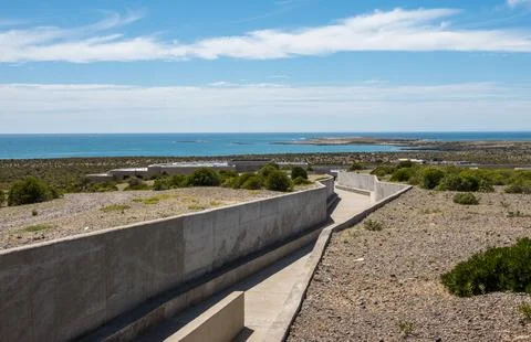 Modern path to overlook at Punta Tombo penguin sanctuary Stock Photos