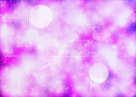 Modern Pattern. Blue Space Design. Vibrant Dots. Hologram Shape. Stock Illustration