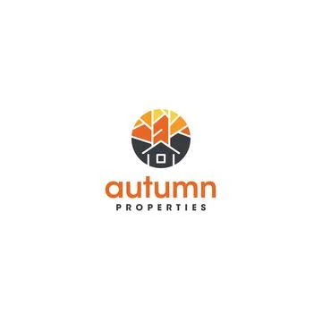 Modern pattern color Autumn Properties logo design Illustrazione stock
