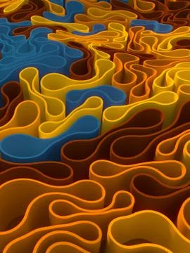 Modern pattern of elastic rounded objects with a depth of field 3d rendering Illustrazione stock