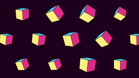 Modern pattern with geometric cubes in memphis style Video stock 202107127