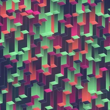 Modern pattern of multi colored rectangles. Abstract 3d rendering illustration イラスト素材