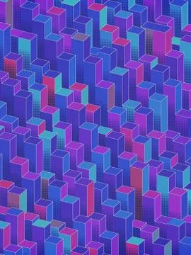 Modern pattern with multi colored rectangles. Abstract 3d rendering illustration Stockillustratie
