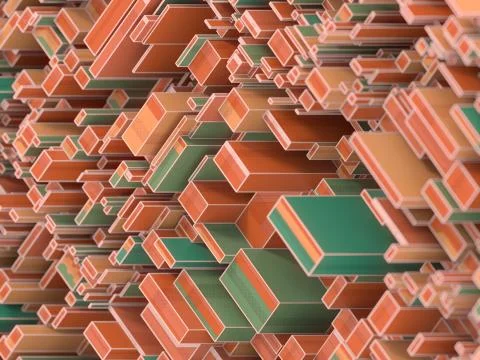 Modern pattern of rectangular geometric shapes. Abstract 3d render illustration Stock Illustration