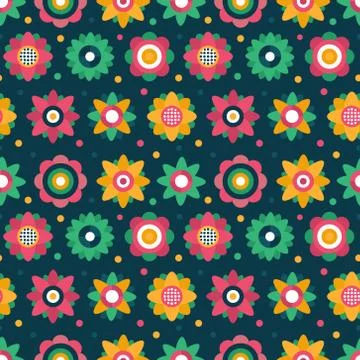 Modern pattern with repeated geometric flowers Stock Illustration