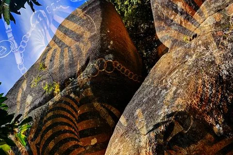 Modern pattern studies, manipulation background 写真素材