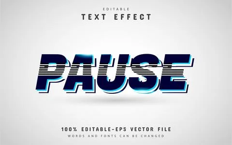 Modern pause text effect Stock Illustration