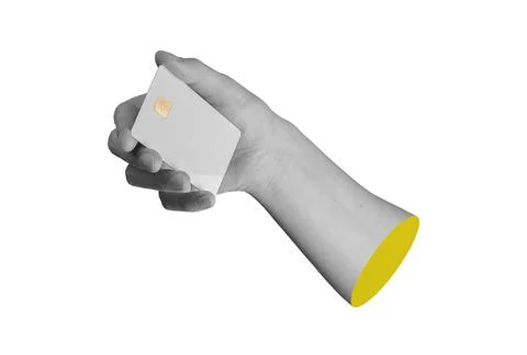 Modern payment method represented by hand holding blank chip card isolated. Stock Photos