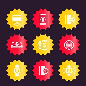 Modern payment methods icons, vector badges Stock Illustration
