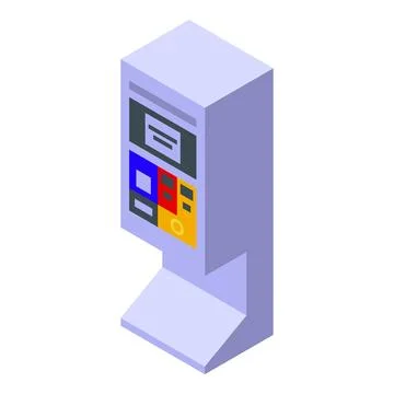 Modern payment terminal processing contactless transaction isometric view Illustrazione stock