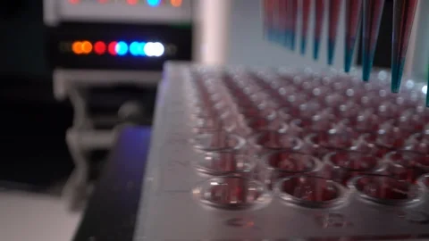 Modern PCR test robotic machine, molecular genetic research laboratory, Autom Stock Footage