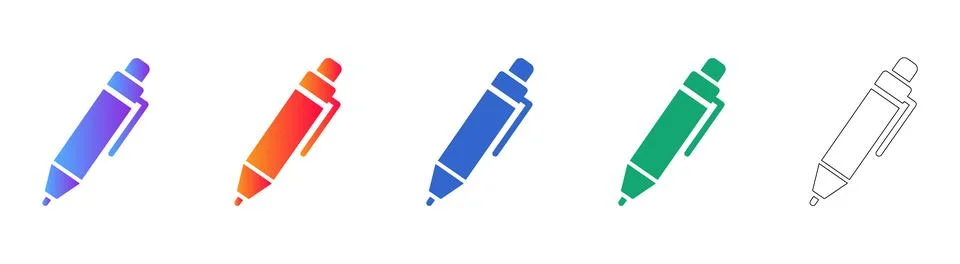 Modern Pen Icon Set in Gradient Styles Illustrazione stock