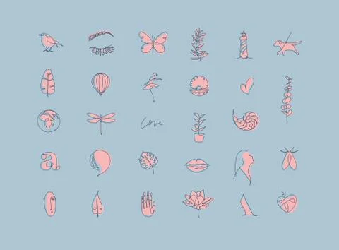 Modern pen line graphic elements blue Stock Illustration