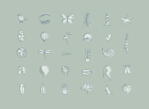 Modern pen line graphic elements green Stock Illustration