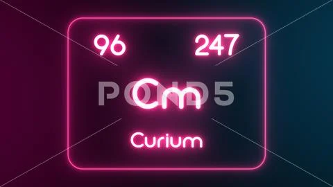 Modern periodic table Curium element neon text Illustration ...