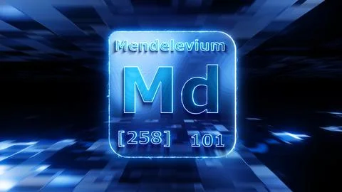 Modern periodic table element Mendelevium 3D illustration Stock Illustration