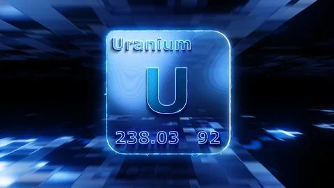 Modern periodic table element Uranium 3D illustration Stock Illustration