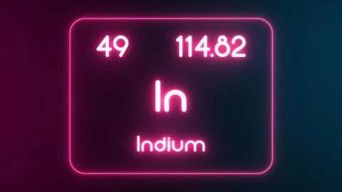 Modern periodic table Indium element neon text Illustration Stock Illustration