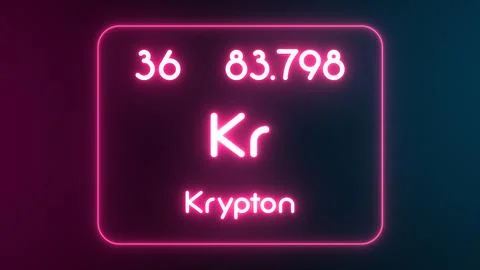 Modern periodic table Krypton element neon text Illustration Stock Illustration