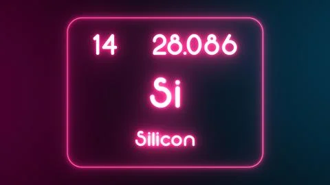 Modern periodic table Silicon element neon text Illustration Stock Illustration