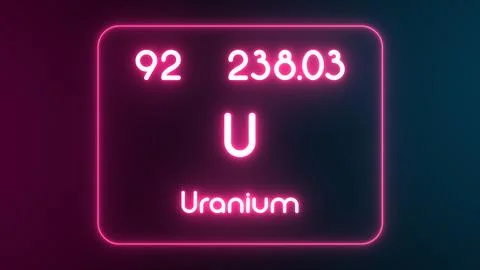 Modern periodic table Uranium element neon text Illustration Stock Illustration