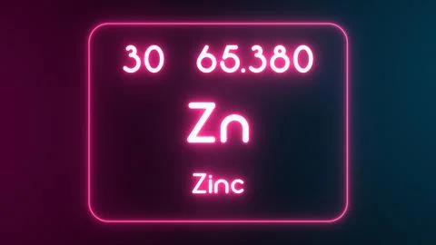Modern periodic table Zinc element neon text Illustration Stock Illustration