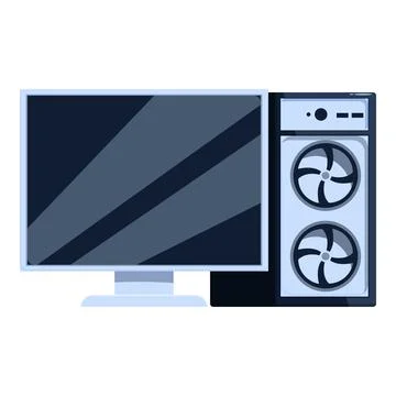 Modern personal computer displaying empty screen with system unit Stock Illustration