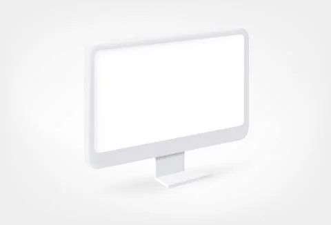 Modern personal computer with white blank screen. 3d vector mockup for design Stock Illustration