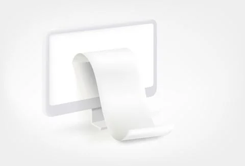 Modern personal computer with white cheq. 3d vector mockup for design Illustrazione stock