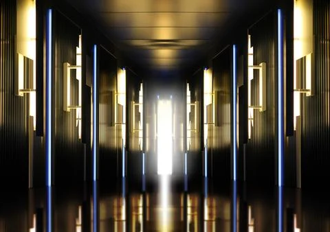 Modern perspective corridor illuminated Fotos de archivo